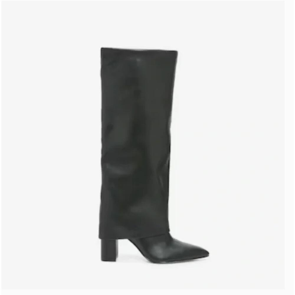 Marc Fisher Black Pointed-Toe Knee-High Block Heel Boots - Picture 6 of 13